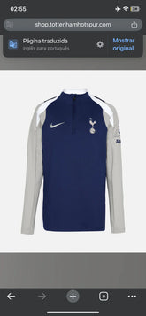 Camisa Tottenham Treino 25/26 manga longa - Torcedor Nike Masculina - Azul e cinza