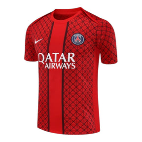 Camisa Paris Saint-German Pré-jogo 25/26 - Torcedor Nike Masculina - Vermelha com detalhes em azul