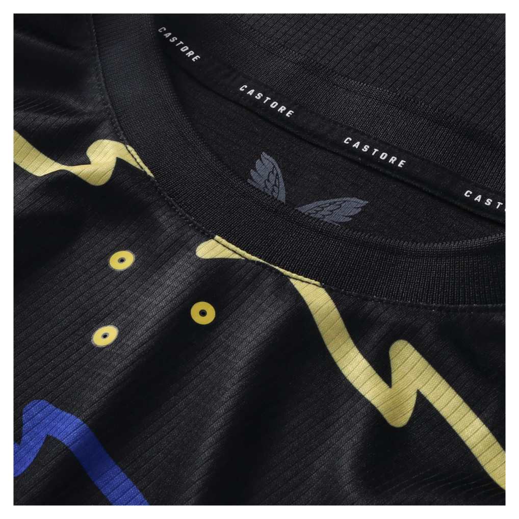 Camisa Everton III 25/26 - Torcedor Castore Feminina - Preta com detalhes em azul e amarelo