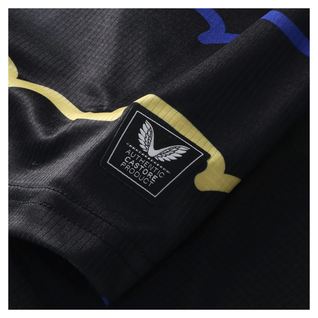 Camisa Everton III 25/26 - Torcedor Castore Masculina - Preta com detalhes em azul e amarelo