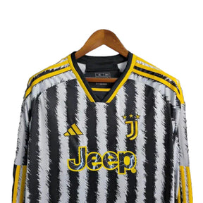 Camisa Juventus I 23/24 manga longa - Torcedor Adidas Masculina - Preta e branca