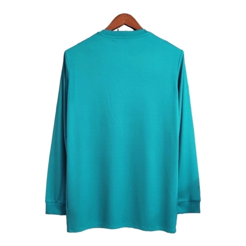 Camisa Retrô Real Madrid I 2017/2018 manga longa - Adidas Masculina - Verde com detalhes em azul