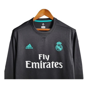 Camisa Retrô Real Madrid I 2017/2018 manga longa - Adidas Masculina - Preta com detalhes em verde