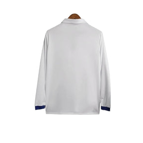 Camisa Retrô Real Madrid I 16/17 manga longa - Masculina Adidas - Branca com detalhes em azul