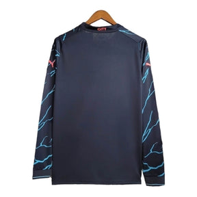 Camisa Manchester City II 23/24 manga longa - Torcedor Puma Masculina - Azul com detalhes em Laranja