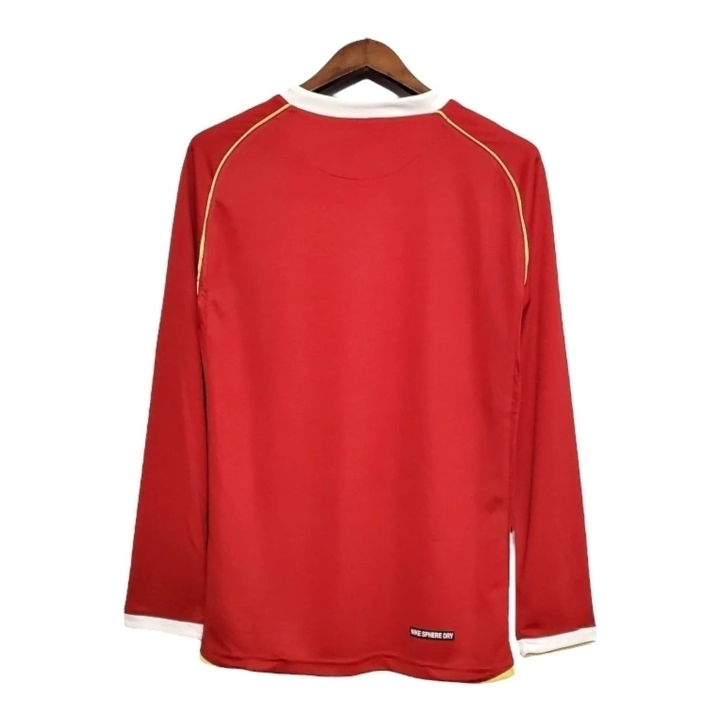 Camisa Retrô Manchester United I 2006/2007 manga longa - Nike Masculina - Vermelha com detalhes em amarelo e branco