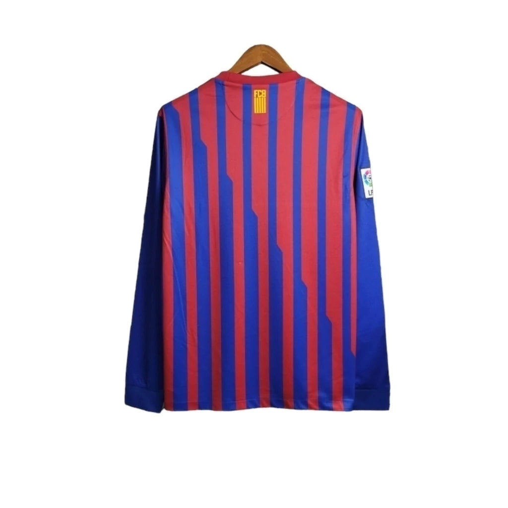 Camisa Retrô Barcelona I 2011/2012 manga longa - Nike Masculina - Vermelha com detalhes em azul