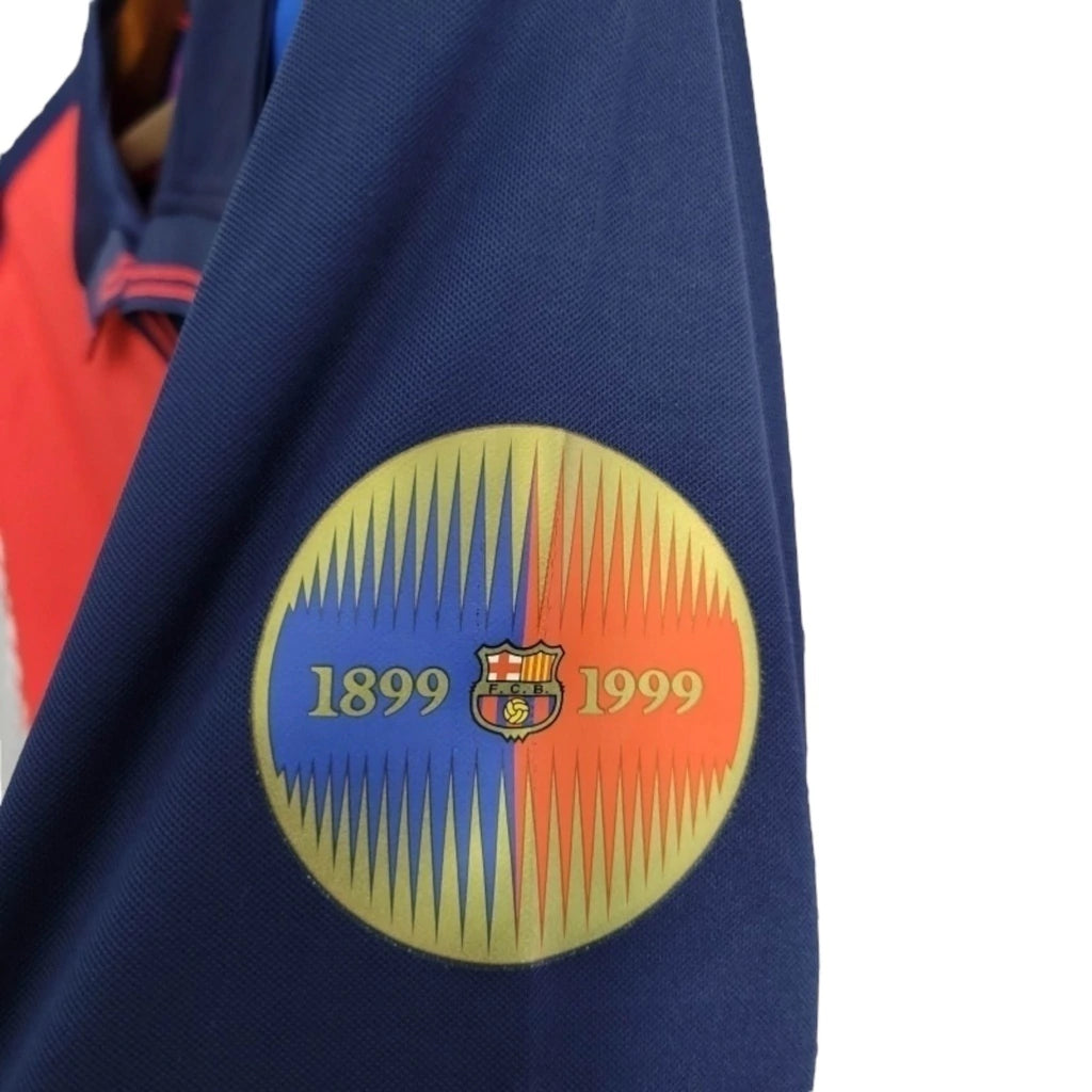 Camisa Retrô Edição Centenário Barcelona 98/99 manga longa - Masculina Nike - Azul e vermelha