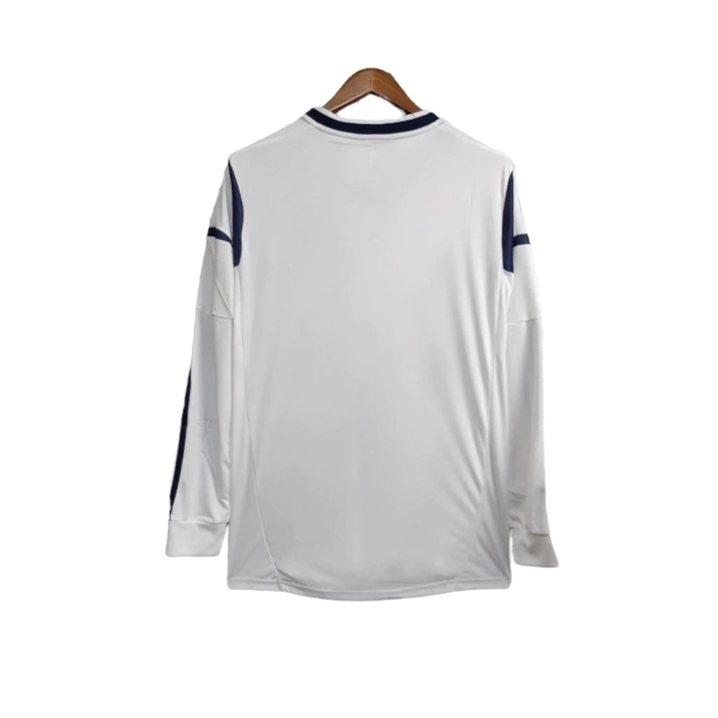 Camisa Retrô La Galaxy II 2012 manga longa - Adidas Masculina - Branca com detalhes em azul com todos os patrocínios