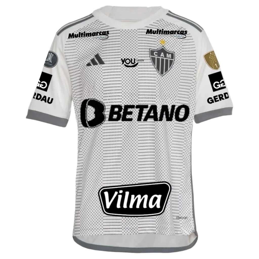 Camisa Atlético Mineiro II 24/25 - Torcedor Adidas Masculina - Branca com detalhes em cinza com Patrocínio e Patch Libertadores 2024
