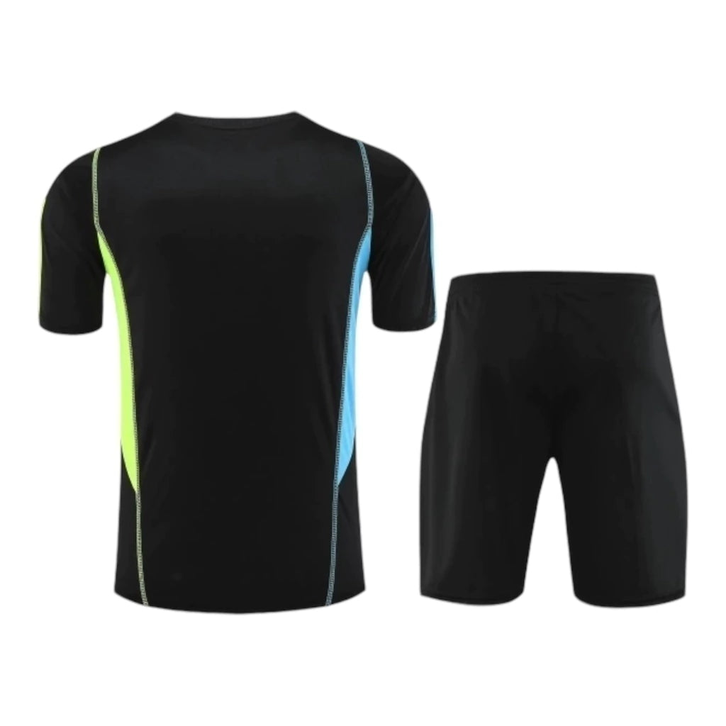 Kit Treino adulto - Camisa e Shorts - Arsenal Adidas 23/24 - Preto com detalhes em azul e amarelo