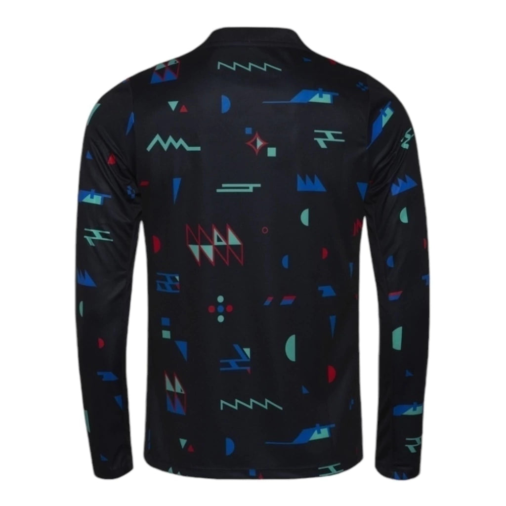 Camisa Seleção Portugal Pré-jogo 24/25 manga longa - Torcedor Nike Masculina - Preta com detalhes em azul e vermelho e verde