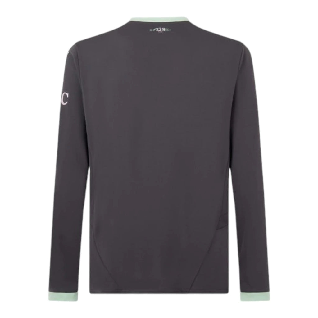 Camisa AC Milan III 24/25 manga longa - Torcedor Puma Masculina - Cinza com detalhes em verde