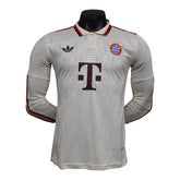 Camisa Bayern de Munique III 24/25 manga longa - Jogador Adidas Masculina - Bege com detalhes em vinho