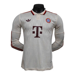 Camisa Bayern de Munique III 24/25 manga longa - Jogador Adidas Masculina - Bege com detalhes em vinho