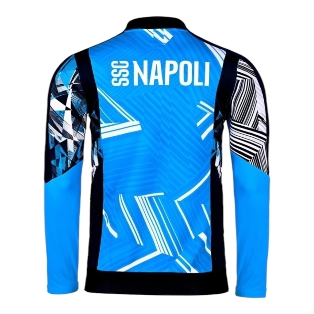 Camisa Napoli Pré-jogo 24/25 manga longa - Torcedor EA7 Masculina - Azul e Com Patrocínio