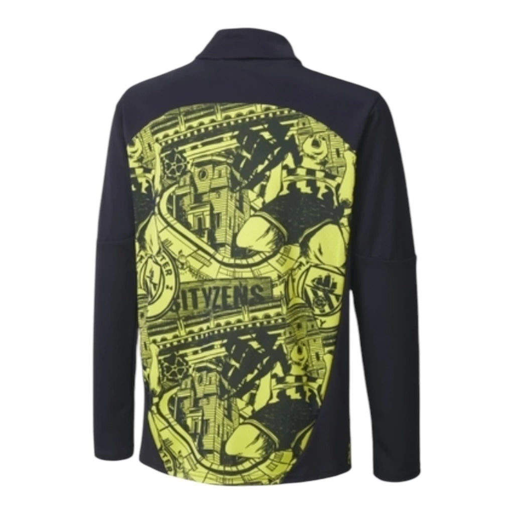 Camisa Manchester City Pré-jogo 24/25 manga longa - Torcedor Puma Masculina - Preta com detalhes em amarelo