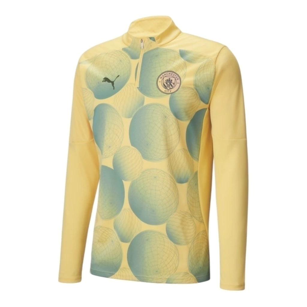 Camisa Manchester City Pré-jogo Fourth 24/25 manga longa - Torcedor Puma Masculina - Amarela com detalhes em cinza