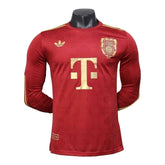 Camisa Bayern de Munique Edição especial Aniversário de 125 anos 25/26 manga longa - Jogador Adidas Masculina - Vinho com detalhes em dourado