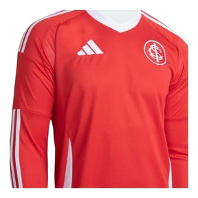 Camisa Internacional I 25/26 manga longa - Torcedor Adidas Masculina - Vermelha com detalhes em branco