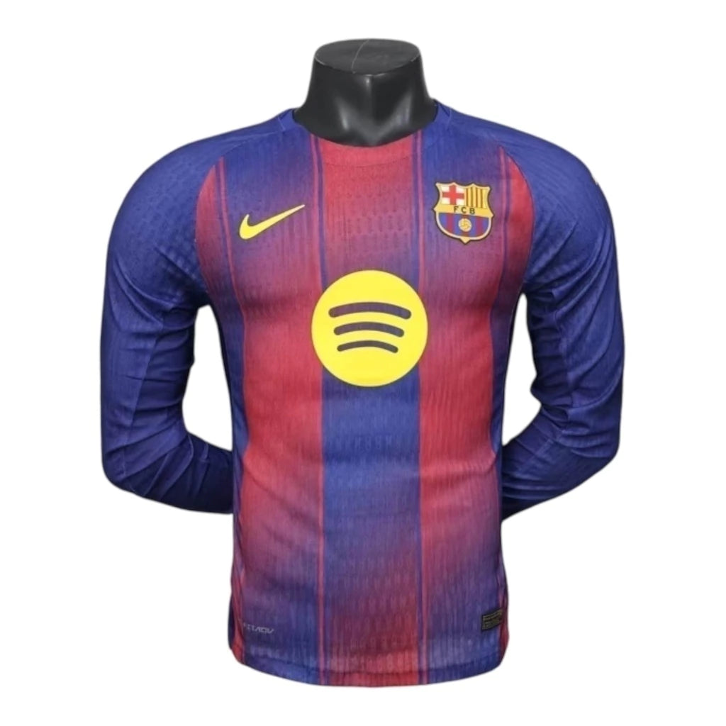 Camisa Barcelona I 25/26 manga longa - Jogador Nike Masculina - Azul e vermelha