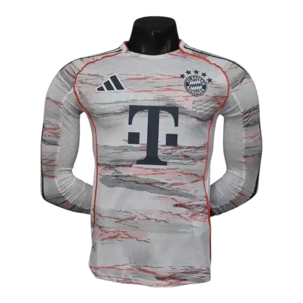 Camisa Bayern de Munique II 25/26 manga longa - Jogador Adidas Masculina - Bege com detalhes em vermelho e azul