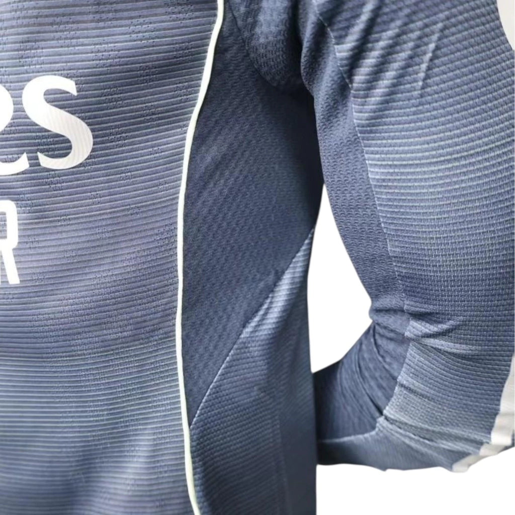 Camisa Real Madrid II 25/26 manga longa - Jogador Adidas Masculina - Azul com detalhes em amarelo