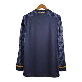 Camisa Real Madrid II 23/24 manga Longa - Torcedor Adidas Masculina - Azul com detalhes em amarelo e branco e roxo