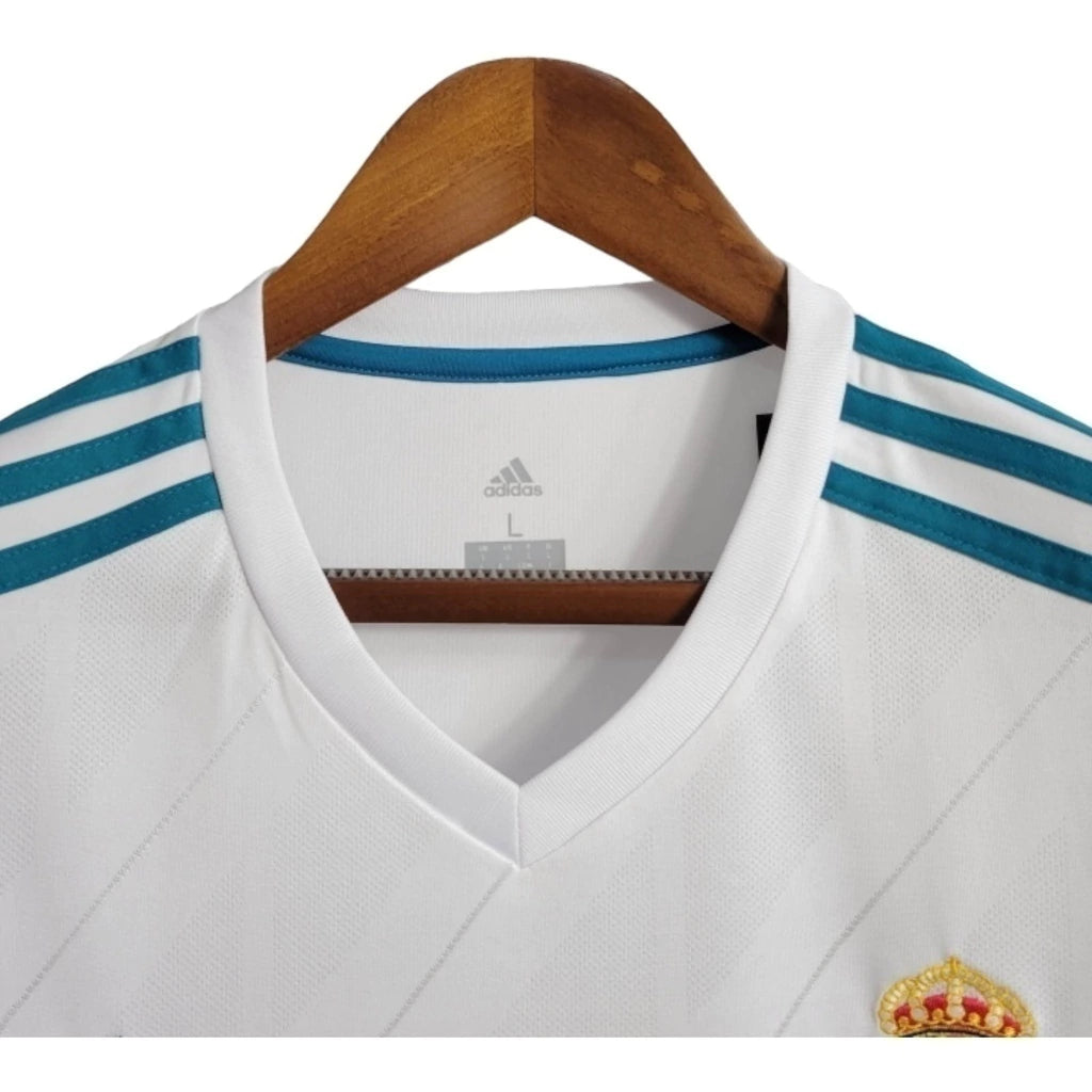 Camisa Retrô Real Madrid I 2017/2018 manga longa - Adidas Masculina - Branca com detalhes em azul