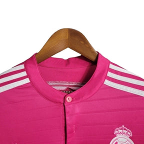 Camisa Retrô Real Madrid II 14/15 manga longa - Masculina Adidas - Rosa com detalhes em branco
