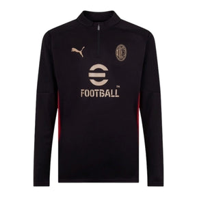 Camisa AC Milan Treino 24/25 manga longa - Torcedor Puma Masculina - Preta com detalhes em vermelho