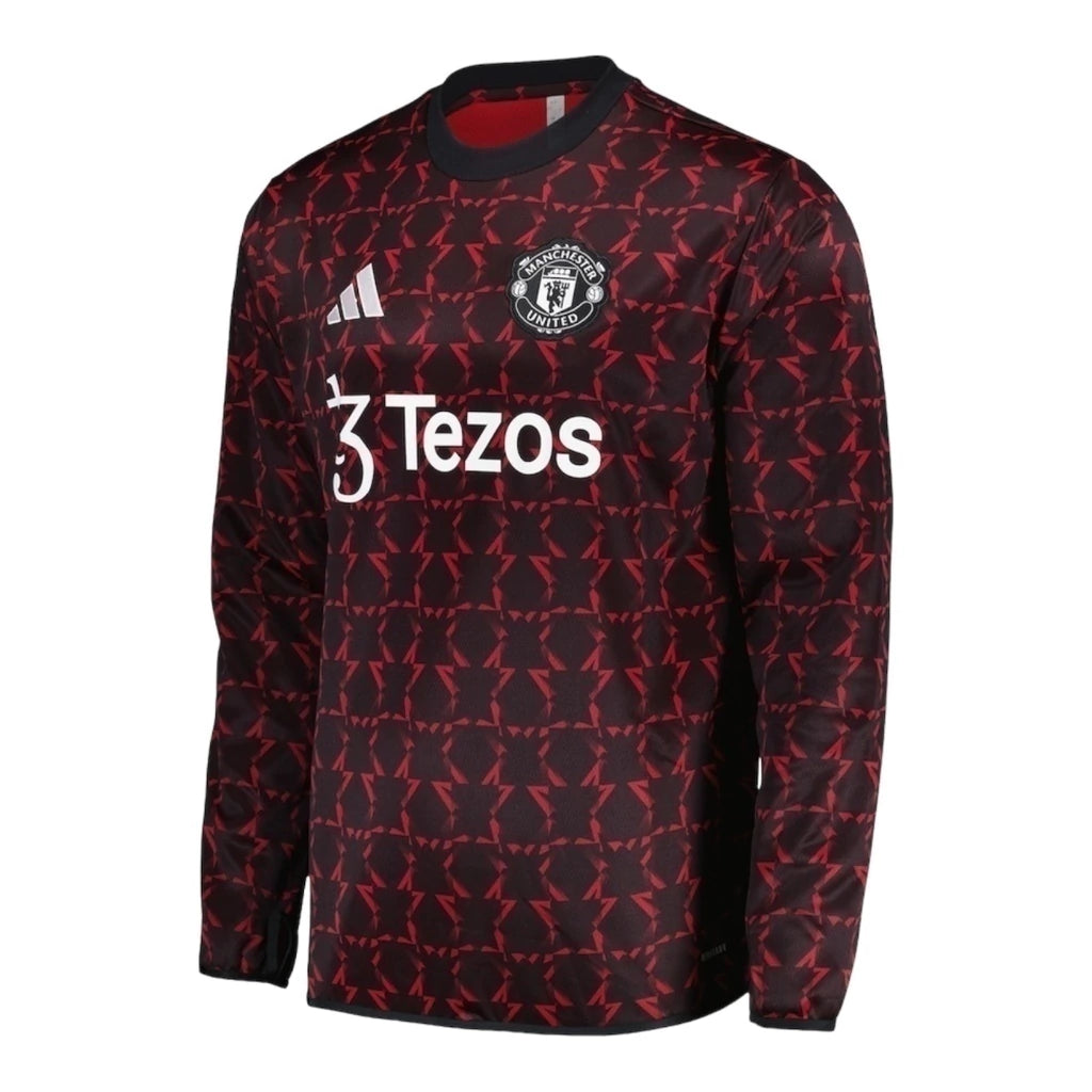 Camisa Manchester United Pré-jogo 24/25 manga longa - Torcedor Adidas Masculina - Vermelha