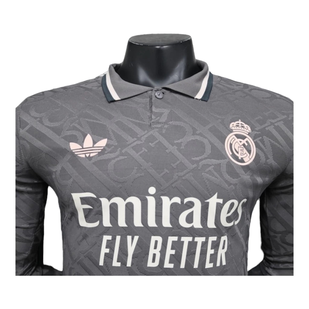 Camisa Real Madrid III manga longa 24/25 - Jogador Adidas Masculina - Cinza