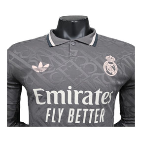 Camisa Real Madrid III manga longa 24/25 - Jogador Adidas Masculina - Cinza