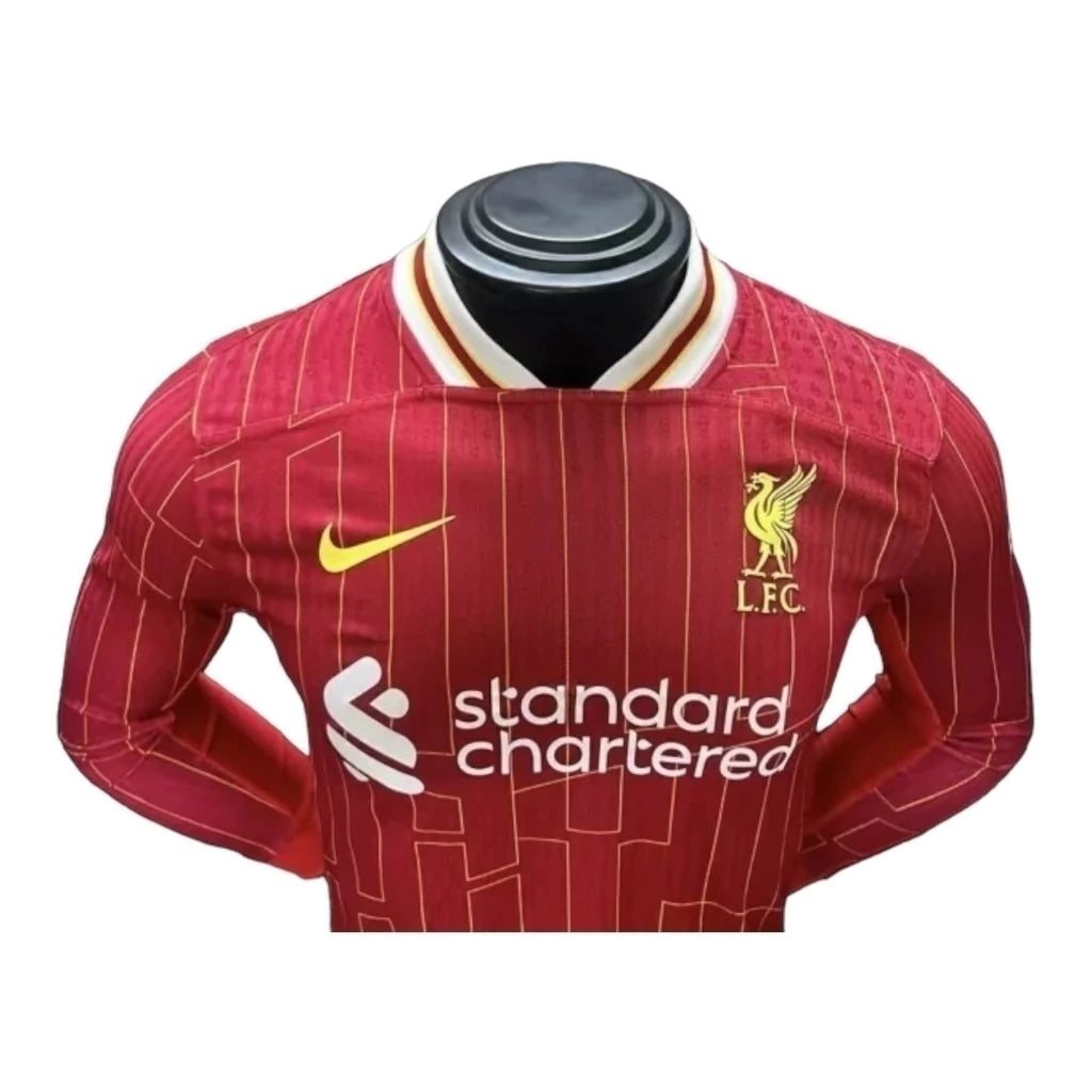 Camisa Liverpool I 24/25 manga longa - Jogador Nike Masculina - Vermelha com detalhes em branco