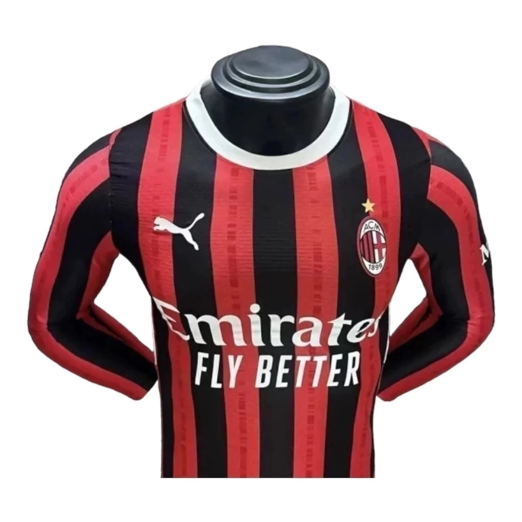 Camisa AC Milan I 24/25 manga longa - Jogador Puma Masculina - Vermelha e preta