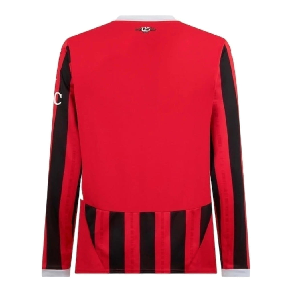 Camisa AC Milan I 24/25 manga longa - Torcedor Puma Masculina - Vermelha e preta com detalhes em branco