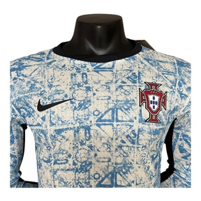 Camisa Seleção de Portugal II 24/25 manga longa - Jogador Nike Masculina - Branca com detalhes em azul