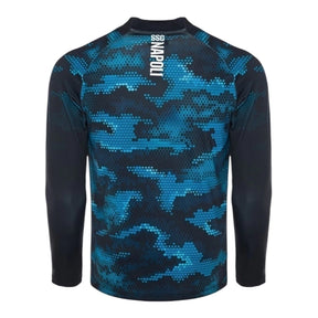 Camisa Napoli Treino 24/25 manga longa - Torcedor EA7 Masculina - Preta com detalhes em azul e Com Patrocínio