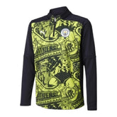 Camisa Manchester City Pré-jogo 24/25 manga longa - Torcedor Puma Masculina - Preta com detalhes em amarelo