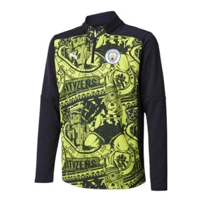 Camisa Manchester City Pré-jogo 24/25 manga longa - Torcedor Puma Masculina - Preta com detalhes em amarelo