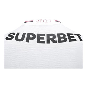 Camisa São Paulo I 25/26 - Torcedor New Balance Masculina - Branca com detalhes em vermelho e preto