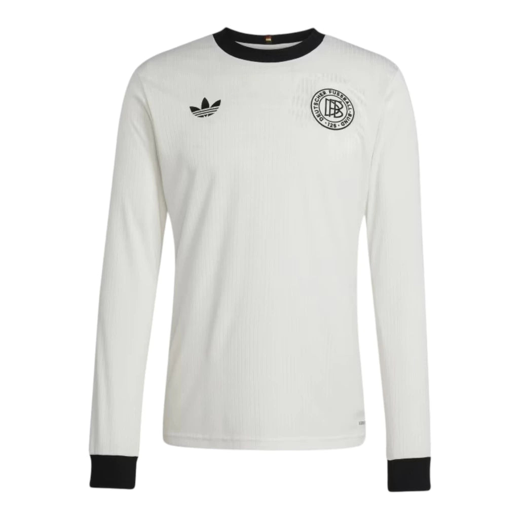 Camisa Seleção Alemanha Edição Aniversário 125 anos I 25/26 manga longa - Torcedor Adidas Masculina - Branca com detalhes em preto