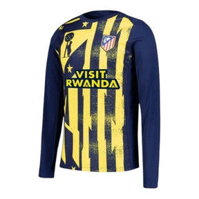 Camisa Atlético de Madrid Pré-jogo II 25/26 manga longa - Torcedor Nike Masculina - Azul e amarela