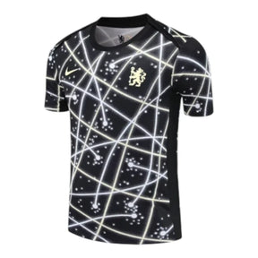 Camisa Chelsea Pré-jogo 25/26 - Torcedor Nike Masculina - Preta com detalhes em amarelo