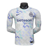 Camisa Inter de Milão II 25/26 manga longa - Jogador Nike Masculina - Branca com detalhes em azul e verde