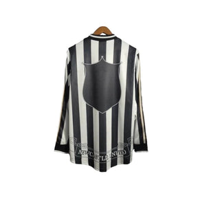 Camisa Retrô Newcastle 1995/1997 manga longa - Adidas Masculina - Preta com listras pretas e detalhes em amarelo