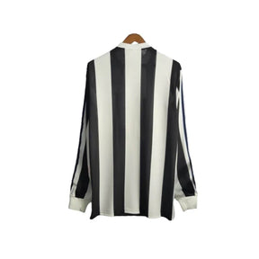 Camisa Retrô Newcastle 1997/1999 manga longa - Masculina Adidas - Branca com listras pretas e detalhes em azul