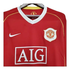 Camisa Retrô Manchester United I 2006/2007 manga longa - Nike Masculina - Vermelha com detalhes em amarelo e branco
