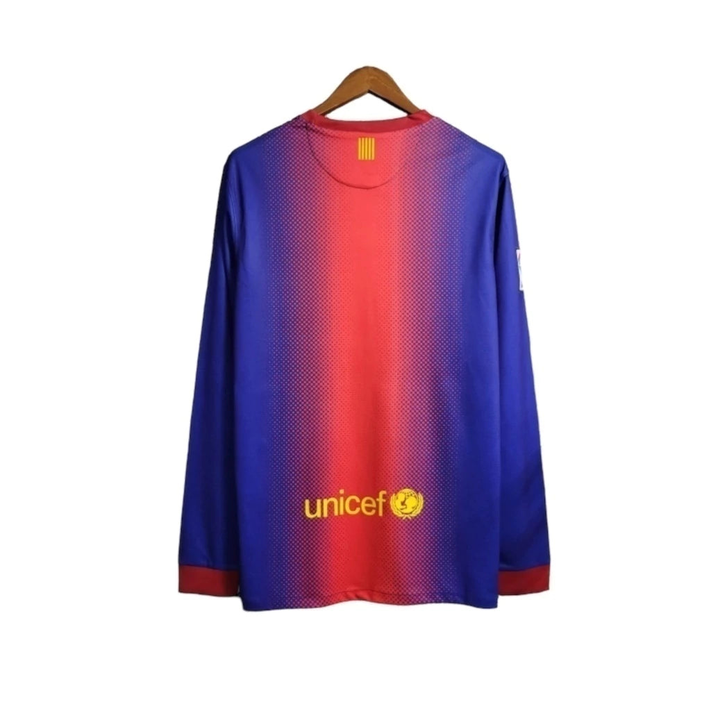 Camisa Retrô Barcelona I 12/13 manga longa - Masculina Nike - Azul com detalhes em vermelho